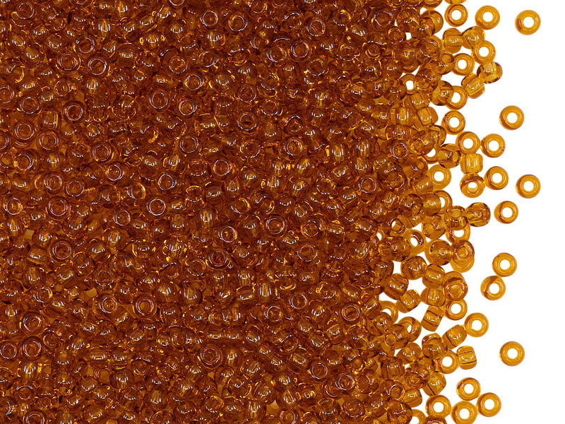 Rocailles Seed Beads 10/0, Topaz Transparent, Czech Glass