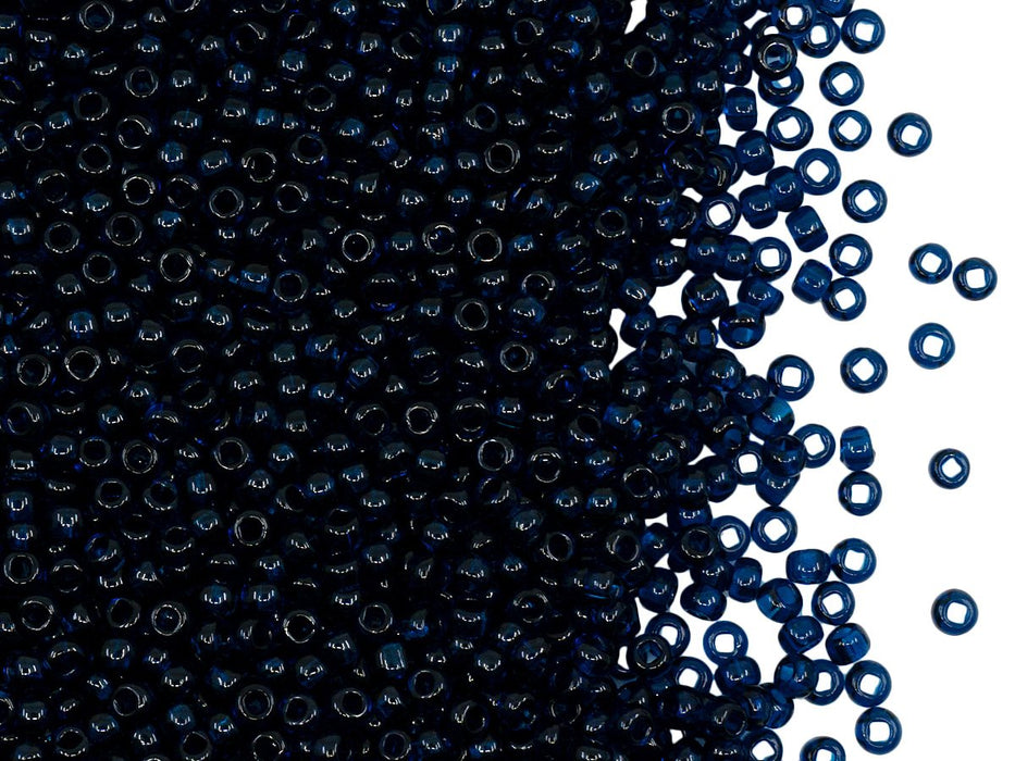 Rocailles Seed Beads 10/0, Dark Blue Transparent, Czech Glass