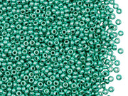 Rocailles Seed Beads 10/0, Turquoise Green Terra Metallic, Czech Glass