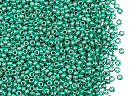 Rocailles Seed Beads 10/0, Turquoise Green Terra Metallic, Czech Glass