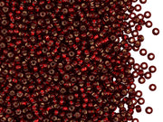 Rocailles Seed Beads 10/0, Dark Ruby Silver Lined Square Hole, Czech Glass