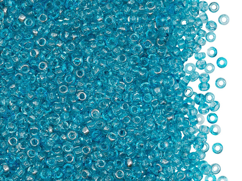 Rocailles Seed Beads 10/0, Crystal Blue Silver, Czech Glass
