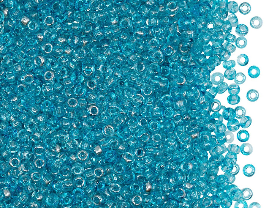 Rocailles Seed Beads 10/0, Crystal Blue Silver, Czech Glass