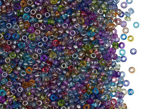 Rocailles Seed Beads 10/0, Crystal Rainbow Silver Mix, Czech Glass