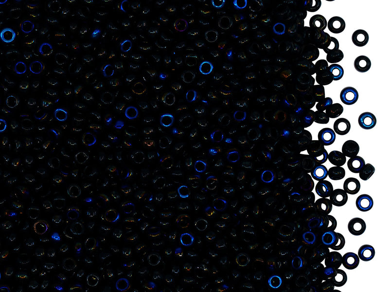 Rocailles Seed Beads 10/0, Jet Black Azuro, Czech Glass