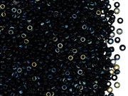 Rocailles Seed Beads 10/0, Jet Black AB Black, Czech Glass