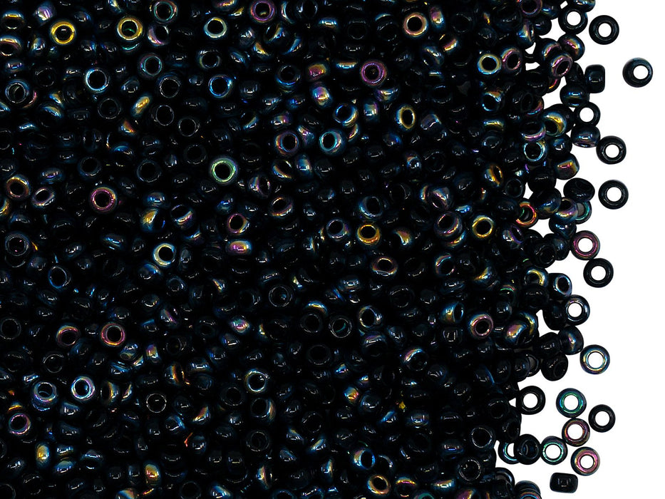 Rocailles Seed Beads 10/0, Jet Black Belox, Czech Glass