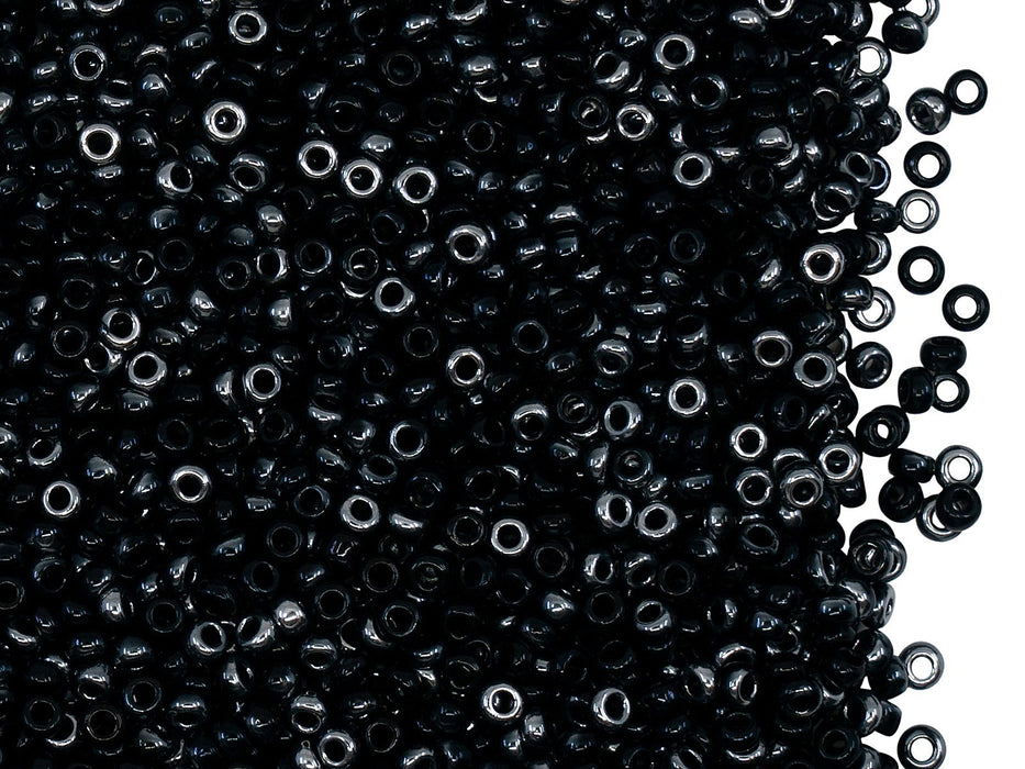 Rocailles Seed Beads 10/0, Jet Black Chrom, Czech Glass