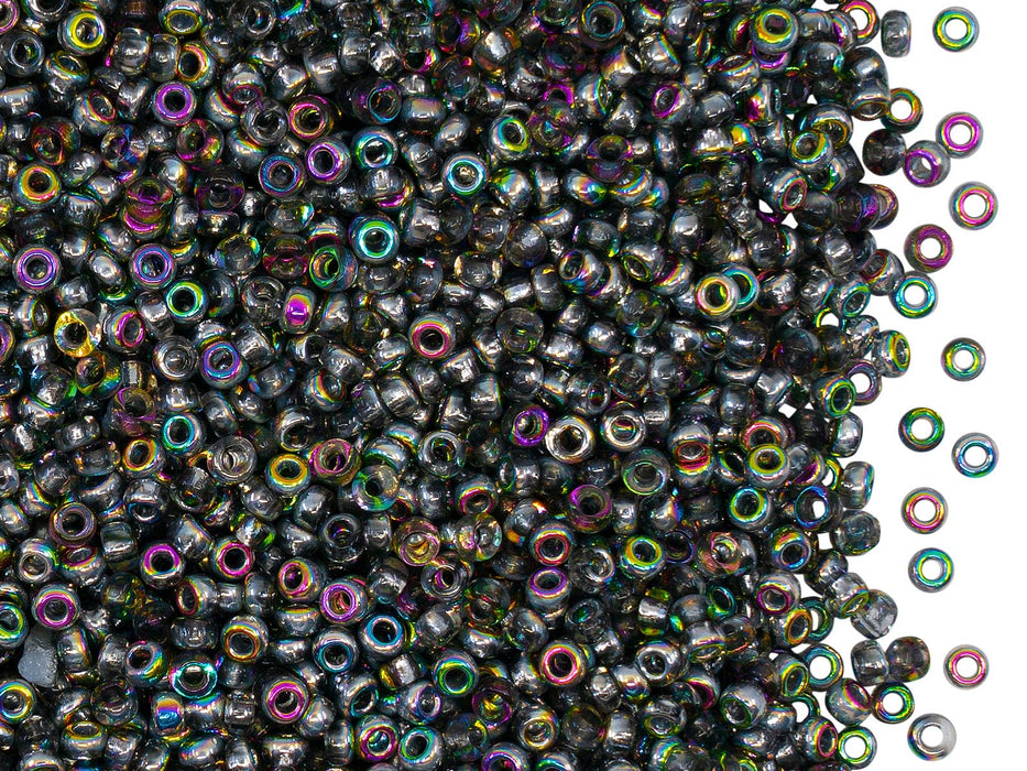 Rocailles Seed Beads 10/0, Crystal Vitrail, Czech Glass