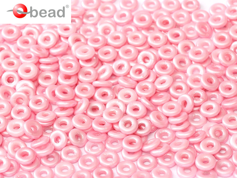 O Beads 4x1 mm, Alabaster Pastel Pink, Czech Glass