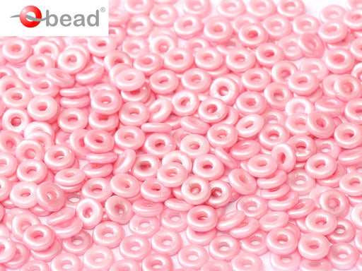 O Beads 4x1 mm, Alabaster Pastel Pink, Czech Glass