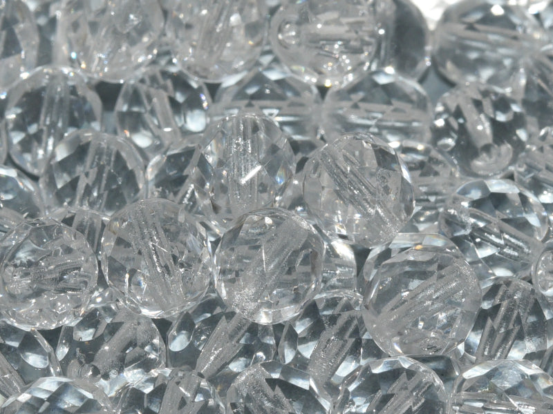 10 pcs Fire-Polished Faceted Beads Round 10mm, Czech Glass, Crystal