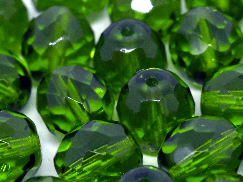 10 pcs Fire-Polished Faceted Beads Round 10mm, Czech Glass, Transparent Olivine
