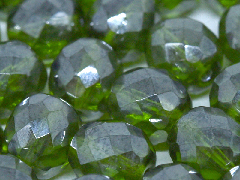 10 pcs Fire-Polished Faceted Beads Round 10mm, Czech Glass, Olivine Shimmer