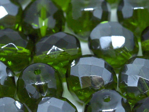 10 pcs Fire-Polished Faceted Beads Round 10mm, Czech Glass, Olivine Vacuum Hematite