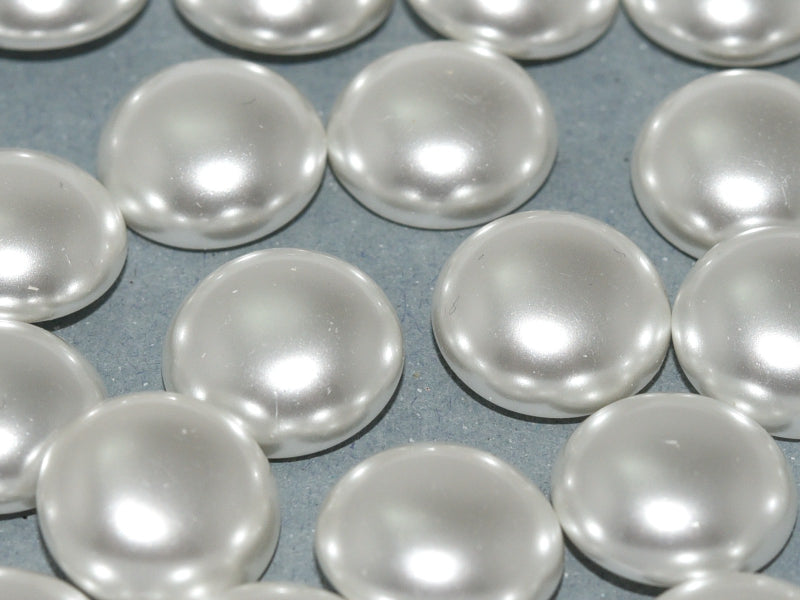 10 pcs Cabochon, 10mm, Pearl Bright White, Czech Glass