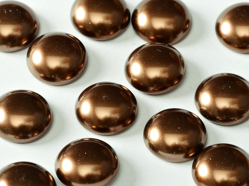 10 pcs Cabochon, 10mm, Pearl Dark Gold, Czech Glass