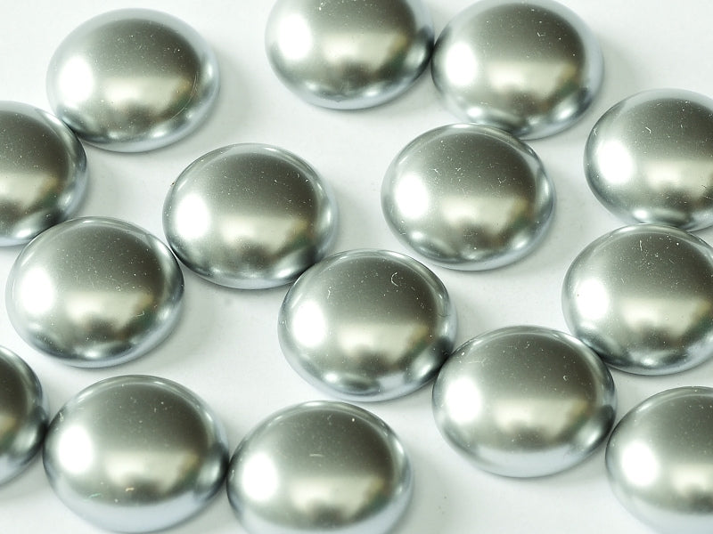 10 pcs Cabochon, 10mm, Pearl Light Gray, Czech Glass