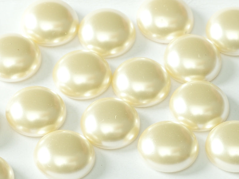 10 pcs Cabochon, 10mm, Pearl Light Cream, Czech Glass