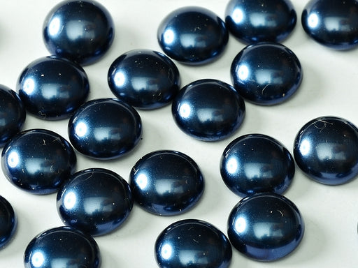 10 pcs Cabochon, 10mm, Pearl Midnight Blue, Czech Glass