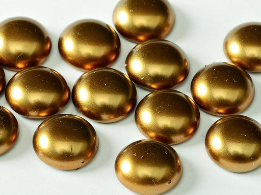10 pcs Cabochon, 10mm, Brass Gold, Czech Glass