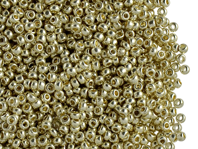 20 g 10/0 Seed Beads Preciosa Ornela, Silver Metallic Light, Czech Glass