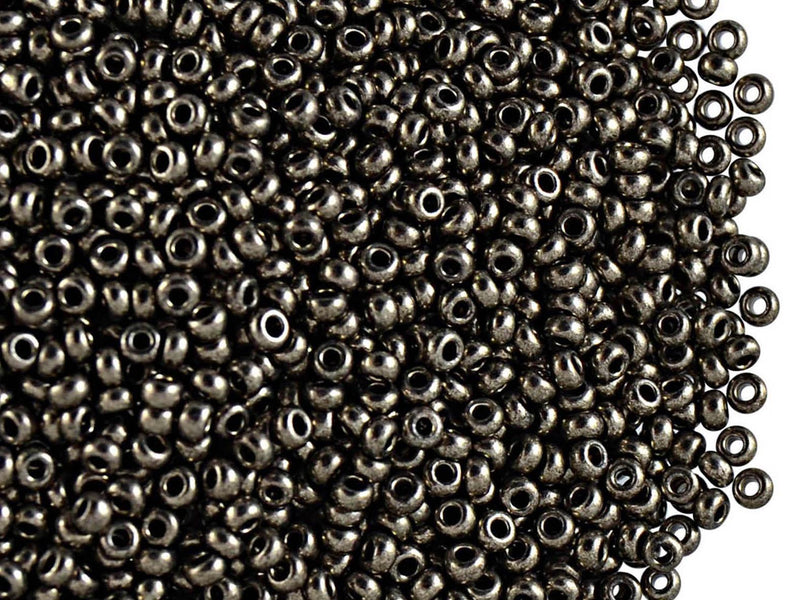 20 g 10/0 Seed Beads Preciosa Ornela, Rocailles Metallic Matte Gunmetal Terra, Czech Glass