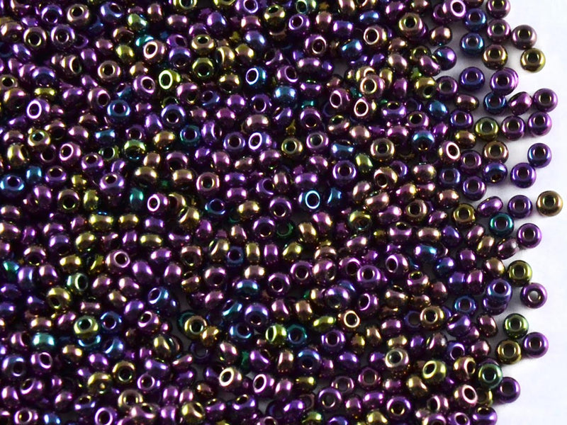 20 g 10/0 Seed Beads Preciosa Ornela, Rocailles Purple Iris Metallic, Czech Glass