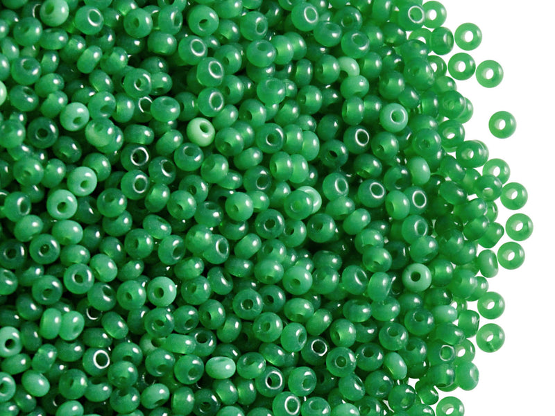 20 g 10/0 Seed Beads Preciosa Ornela, Green Opal, Czech Glass