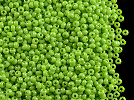 20 g 10/0 Seed Beads Preciosa Ornela, Opaque Pale Green AB, Czech Glass