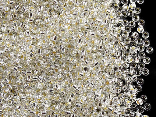 20 g 10/0 Seed Beads Preciosa Ornela, Crystal Clear Silver Lined, Czech Glass