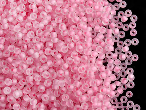 20 g 10/0 Seed Beads Preciosa Ornela, Crystal Matte Pink Lined, Czech Glass