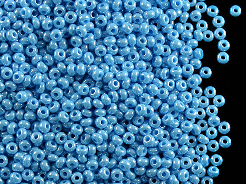20 g 10/0 Seed Beads Preciosa Ornela, Opaque Turquoise Luster, Czech Glass