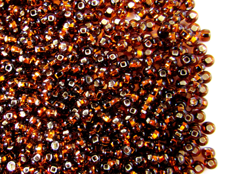 20 g 10/0 Seed Beads Preciosa Ornela, Smoke Topaz Transparent Silver Lined, Czech Glass