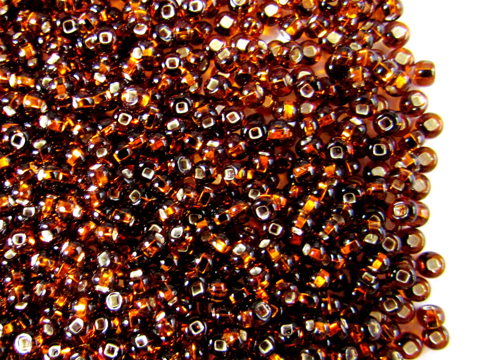 20 g 10/0 Seed Beads Preciosa Ornela, Smoke Topaz Transparent Silver Lined, Czech Glass