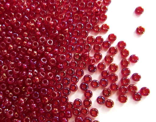 20 g 10/0 Seed Beads Preciosa Ornela, Ruby Transparent Rainbow, Czech Glass