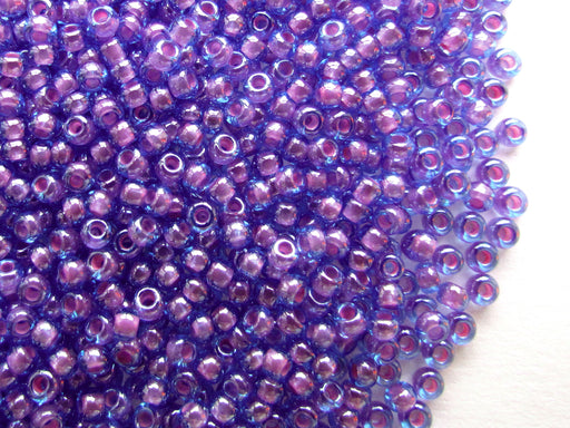 20 g 10/0 Seed Beads Preciosa Ornela, Aqua Transparent Pink Lined, Czech Glass