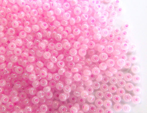 20 g 10/0 Seed Beads Preciosa Ornela, Pink Ceylon AB, Czech Glass