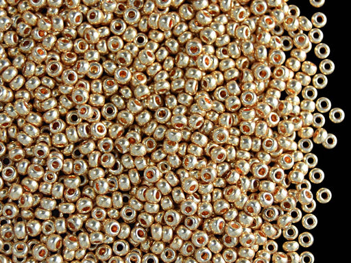 20 g 10/0 Seed Beads Preciosa Ornela, Czech Glass, Light Gold Metallic