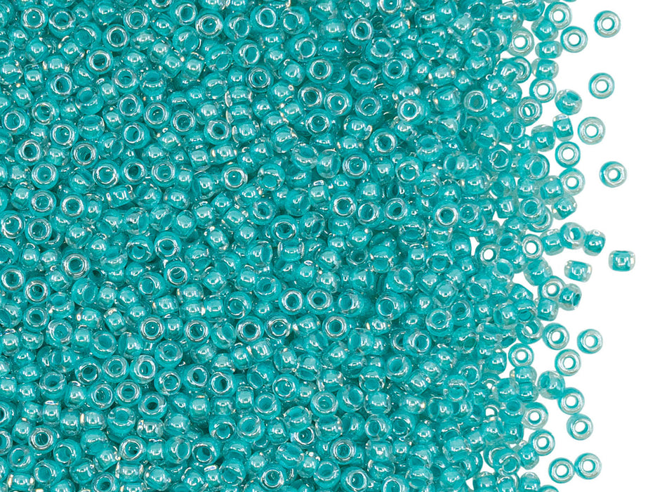 Rocailles Seed Beads 11/0, Crystal Bright Sea Wave Lined, Czech Glass