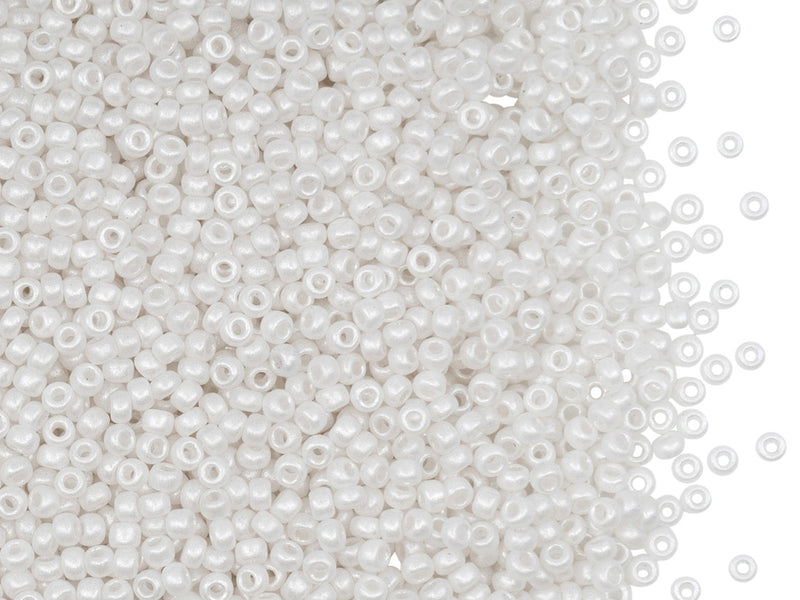 Rocailles 11/0, Pastel White Pearl, Czech Glass
