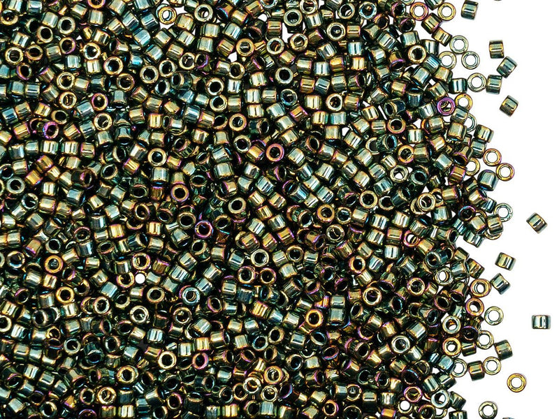 5 g 11/0 Miyuki Delica, Metallic Green AB, Japanese Seed Beads