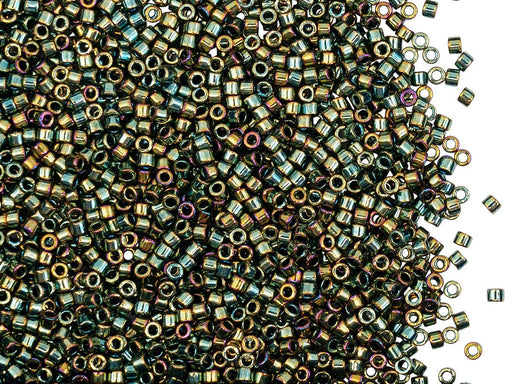 5 g 11/0 Miyuki Delica, Metallic Green AB, Japanese Seed Beads
