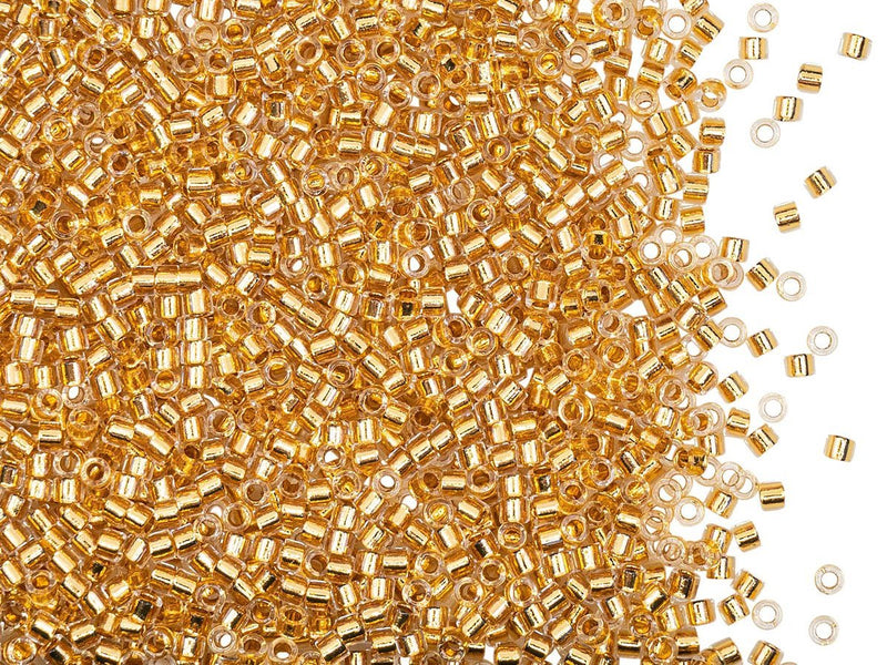 5 g 11/0 Miyuki Delica, 24KT Gold Lined Crystal, Japanese Seed Beads