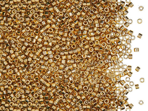 Delica Seed Beads 11/0, 24KT Light Gold Plated, Miyuki Japanese Beads