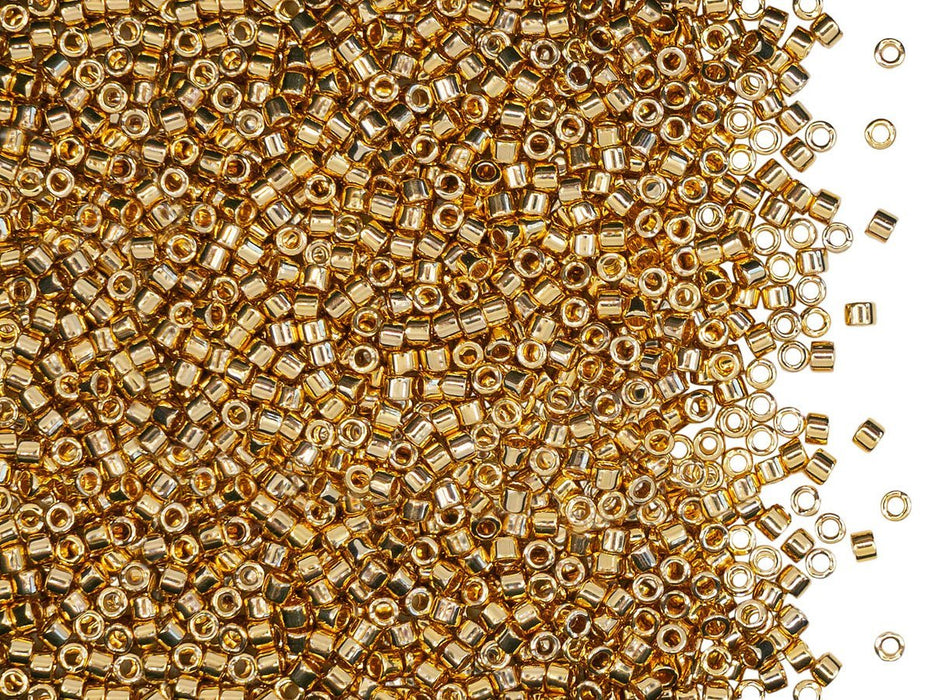5 g 11/0 Miyuki Delica, 24KT Light Gold Plated, Japanese Seed Beads