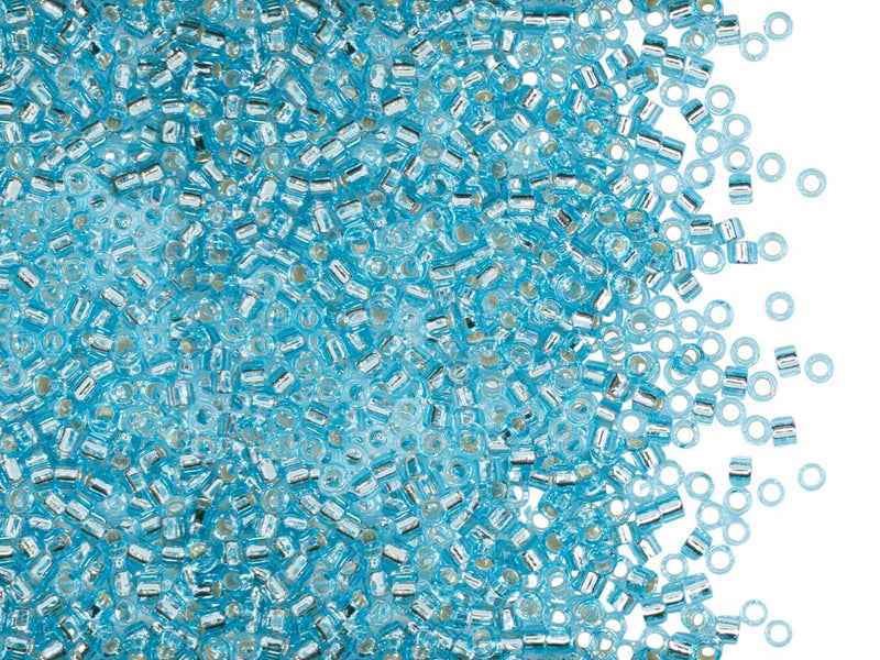 5 g 11/0 Miyuki Delica, Silver Lined Aqua, Japanese Seed Beads