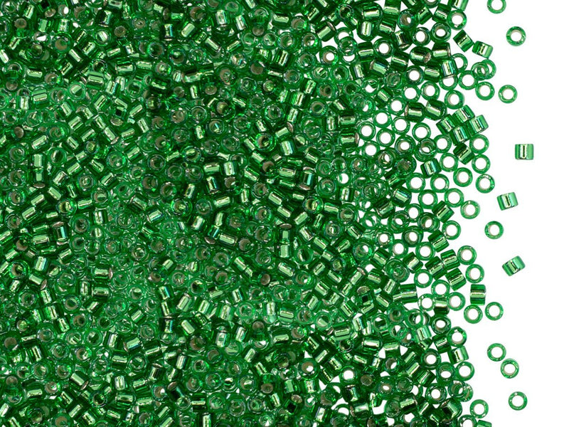 5 g 11/0 Miyuki Delica, Silver Lined Light Green, Japanese Seed Beads