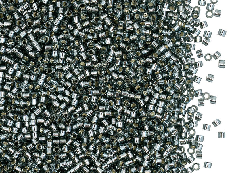 5 g 11/0 Miyuki Delica, Silver Lined Grey, Japanese Seed Beads