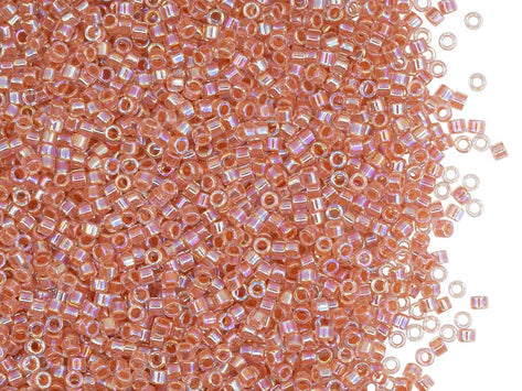 Delica Seed Beads 11/0, Lined Peach AB, Miyuki Japanese Beads